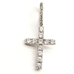 GLD Micro Diamond Simulant Cross in White Gold Iced Signed Necklace Pendant